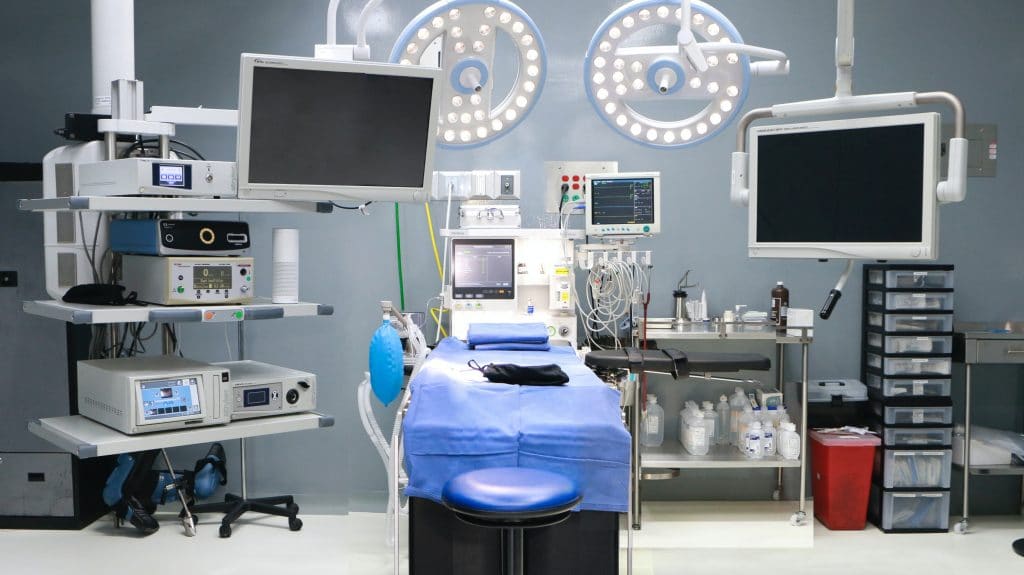 A German operating room with the relevant operating equipment